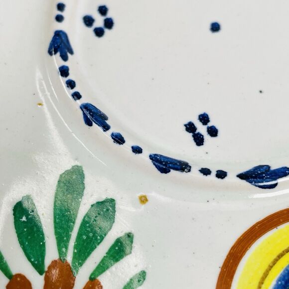 Italy Pottery Majolica Snack Tray Cup Holder Galletto Rooster Terracotta VTG - Picture 6 of 16